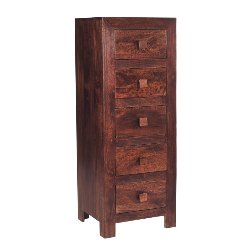 Cicero Solid Wood 46cm W 5 - Drawer Chest of Drawers, Brown