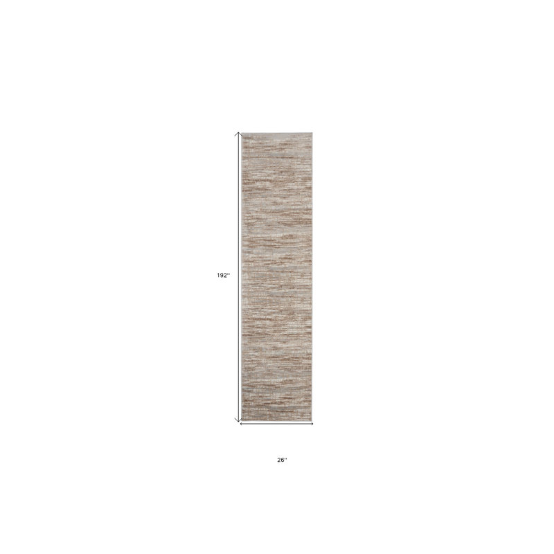 Tapis de couloir abstrait antidérapant 16 pi ivoire et gris