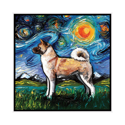 Akita Inu Night par Aja Treves - reproduction d'art sur toile tendue