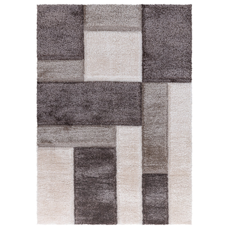 Geometric Shaggy Area Rug, Rectangle 203 x 381 cm