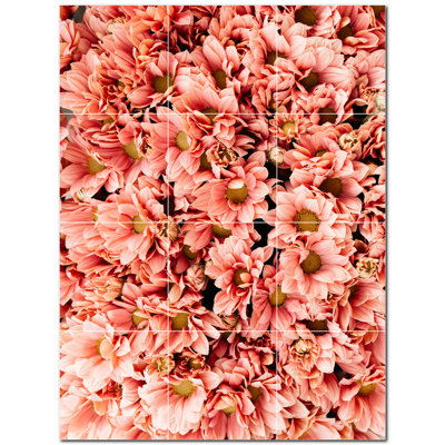 24"" x 18"" Ceramic Flowers Photo Decorative Mural Tile PT500643: 6"" x 6"" (Set of 12) -  Picture-Tiles.com, PT500643-43M