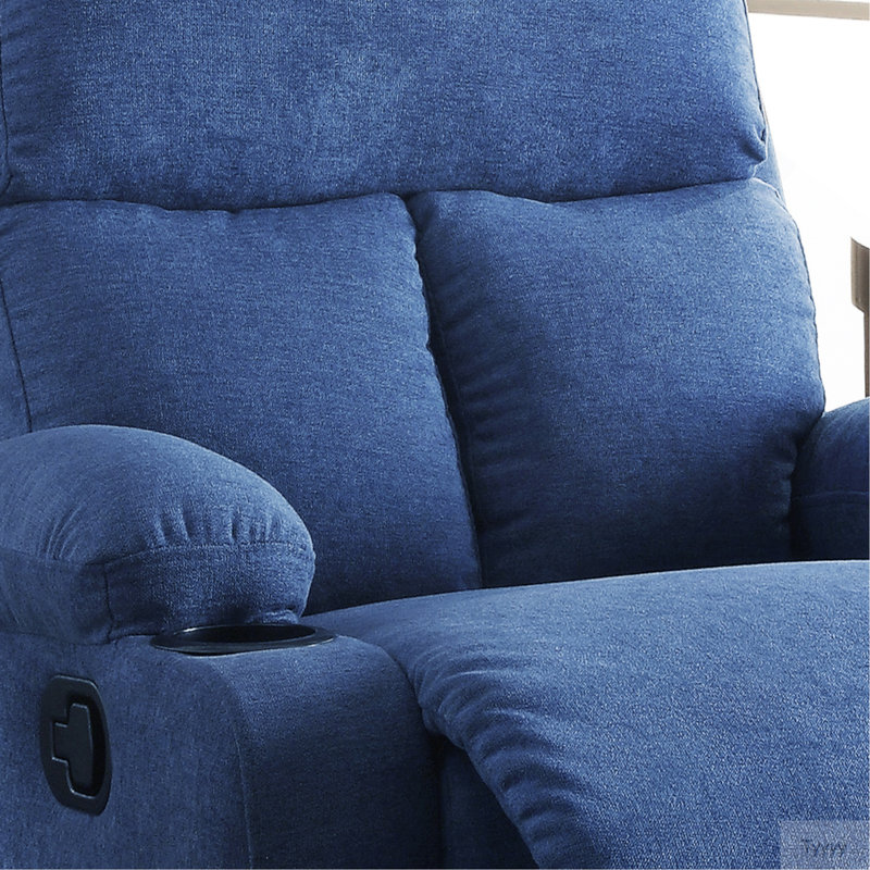 Fauteuil inclinable bleu avec porte-gobelet