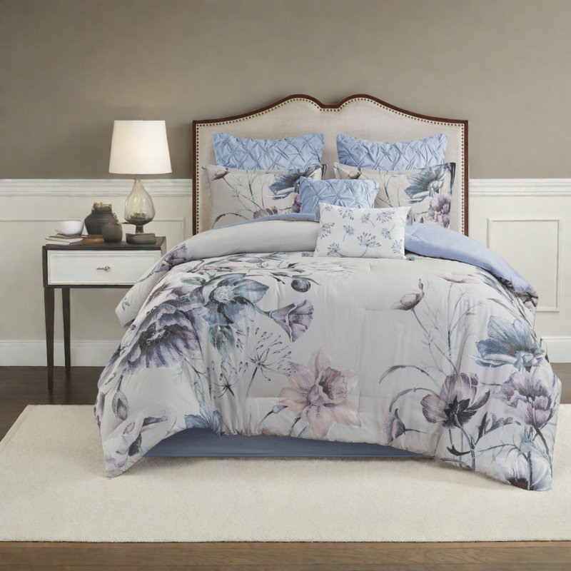 Elegant Blue Cotton Bedding Sets, Shabby Chic Style, For Home Decor