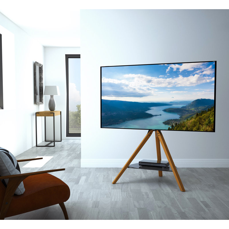 Channell TV Stand for TVs up to 70", Light Wood/Black