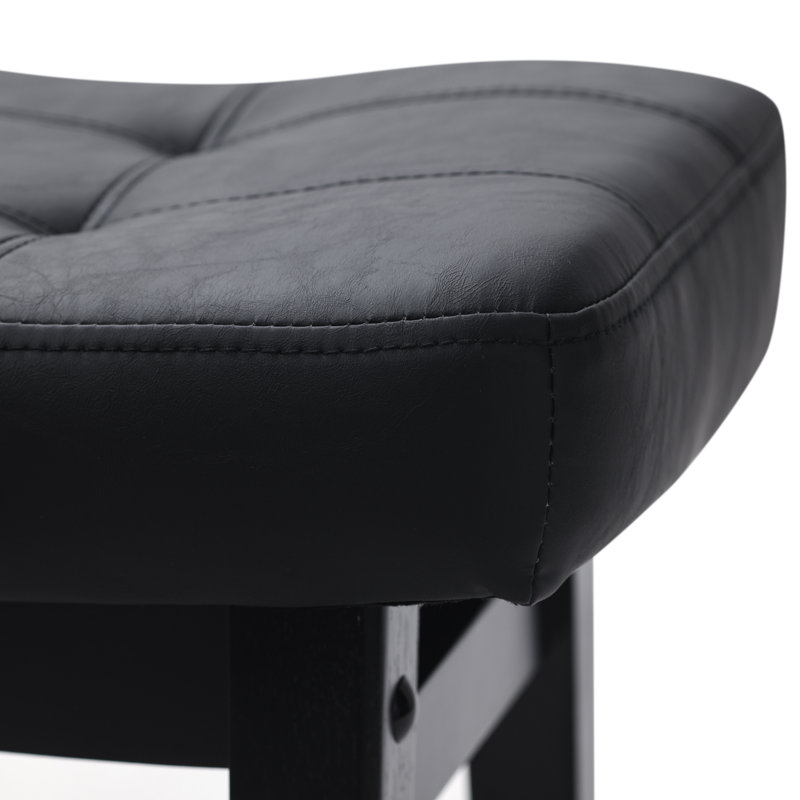 Tabourets de bar extra larges 19,7 po, Siège en similicuir noir / structure noire