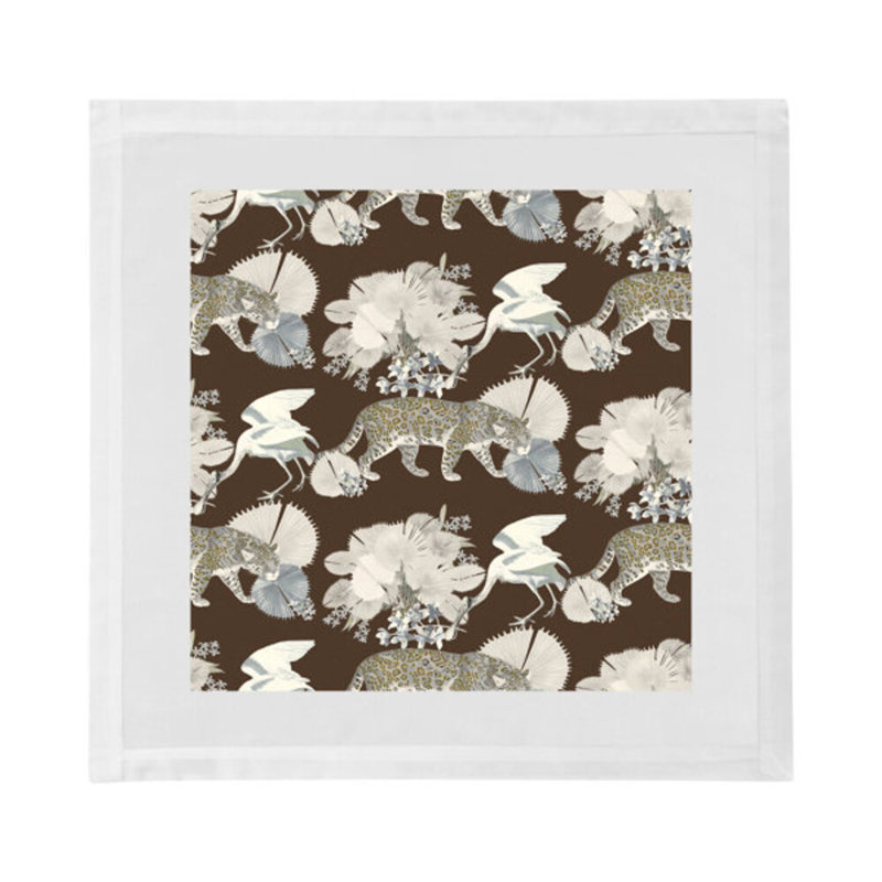 Leopard Walk Cotton Sateen Dinner Napkins, Chocolate