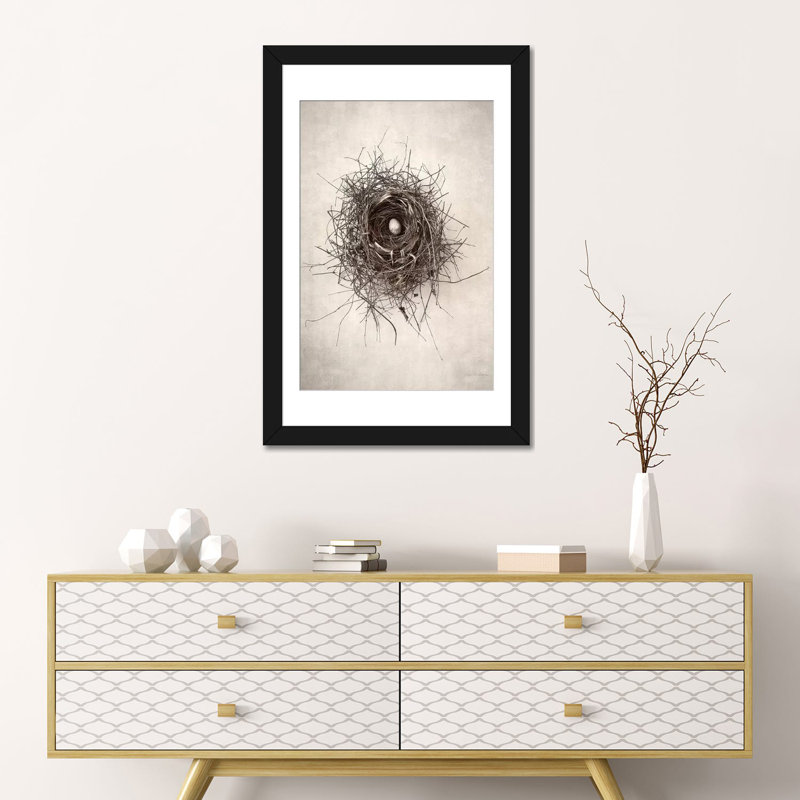« nest i », reproduction d’impression sur toile tendue, H 32 po x l 24 po x P 1 po, Papier avec cadre noir, Blanc