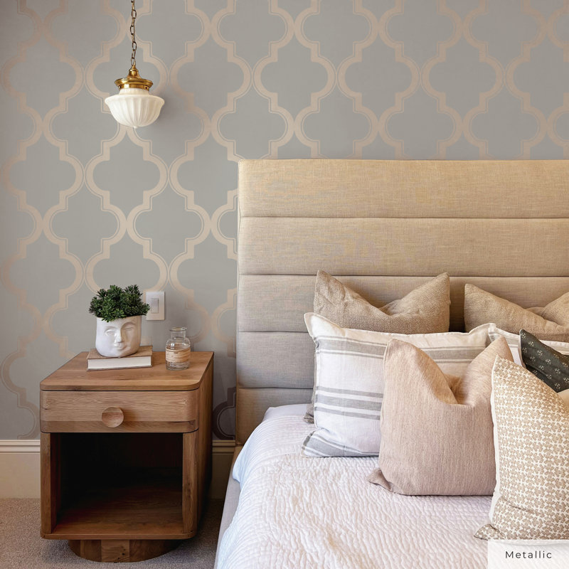Oliveira 16.5' L x 20.5" W Peel and Stick Wallpaper Roll, Gray & Bronze