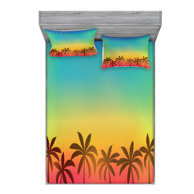 Tropical Microfiber Sheet Set, Queen Sheet Set with Fitted Sheet