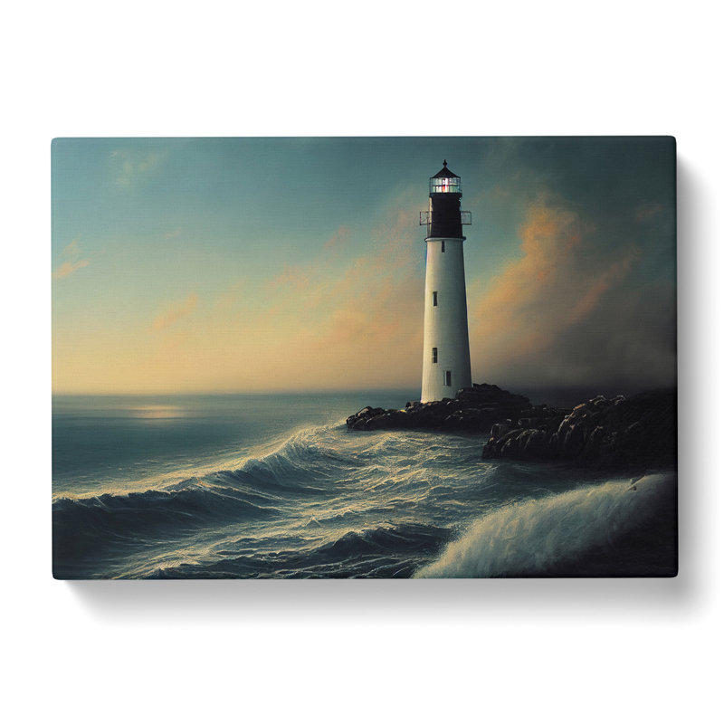 Shimmering Lighthouse Seascape - Wrapped Canvas, 40cm H x 60cm W x 3cm D