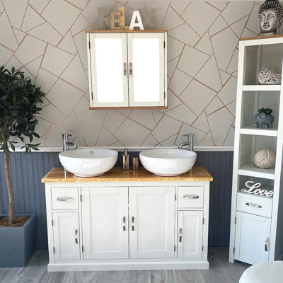Araujo 1230mm Double Bathroom Vanity with Vessel Ceramic Basin