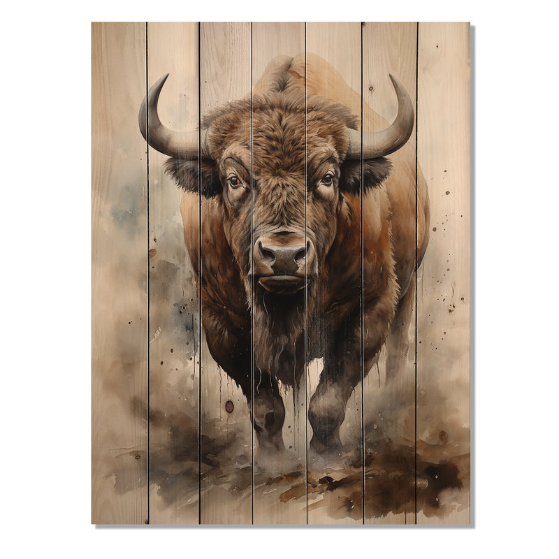 Buffalo majestueux bison sur bois, H 32 po x l 24 po x P 0,78 po