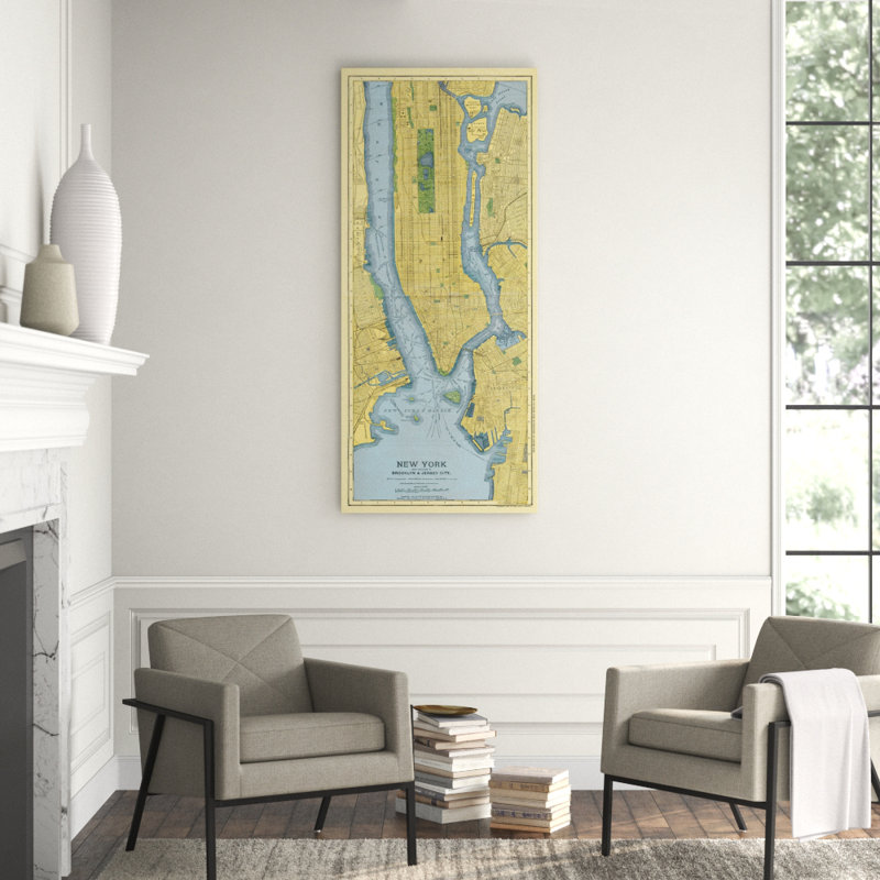Vintage Map Of Manhattan Print