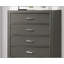 Commode contemporaine à 5 tiroirs avec poignées en acrylique et finition gris métallique pour les chambres à coucher modernes