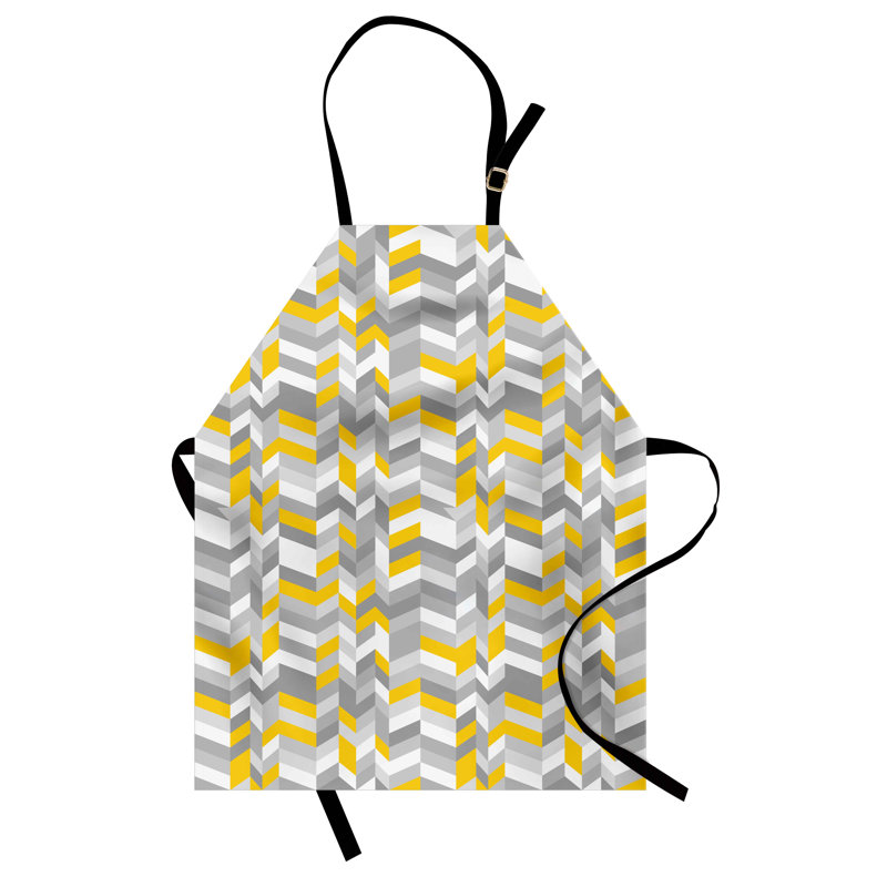 Tablier de préparation et de saveur rétro unisexe, style zigzag maison, taille adulte, gris jaune