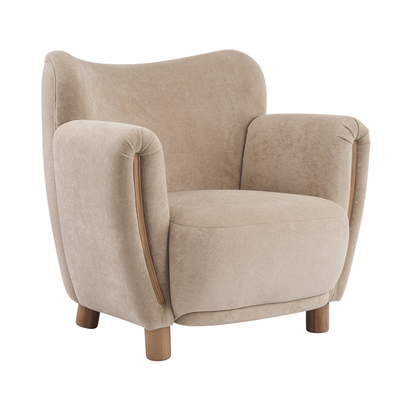 Chaise d'appoint rembourrée Halenza, Light Brown
