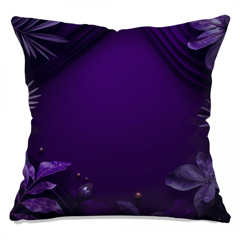 Coussins décoratifs mauves à motif floral, 16 x 16 pouces