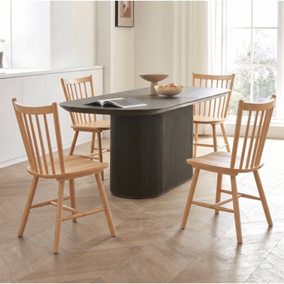 Spindle-Back Solid Wood Side Dining Chairs