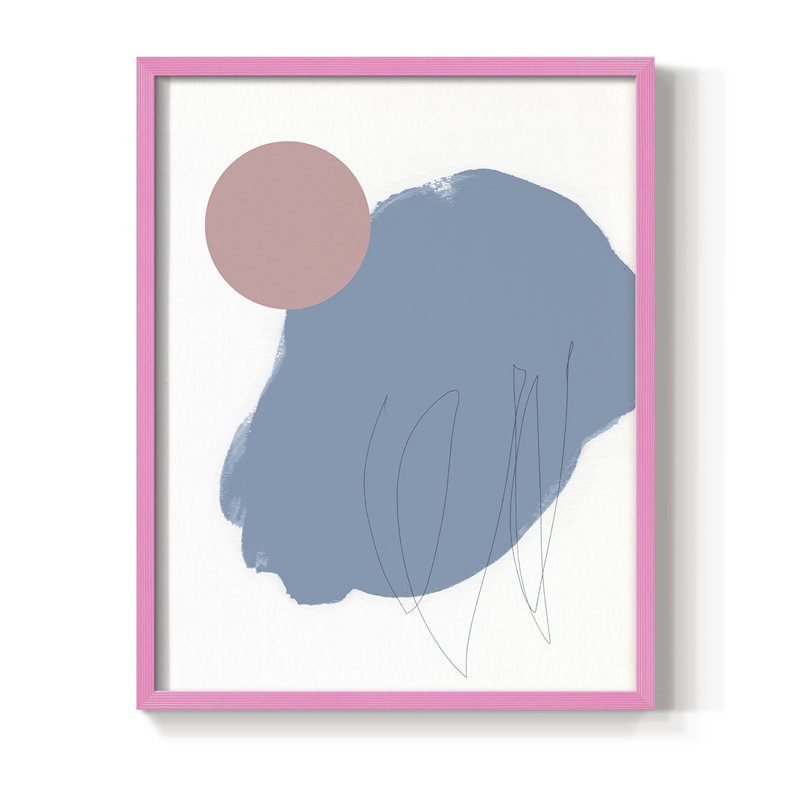 «Elementary Abstract I», reproduction encadrée - bois massif, H 10 po x l 8 po, Cadre photo rose simple
