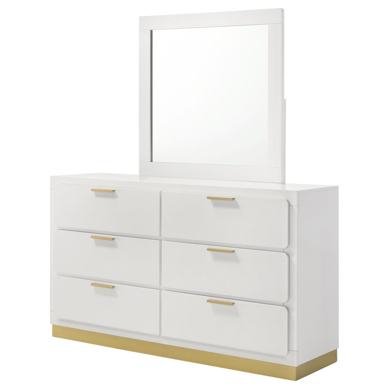 Miroir pour commode Laubach, Blanc