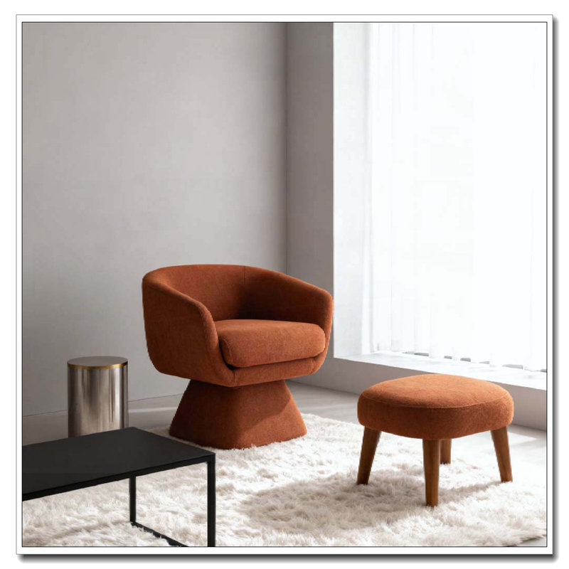 Chaise de loisir rembourrée avec repose-pieds, Orange