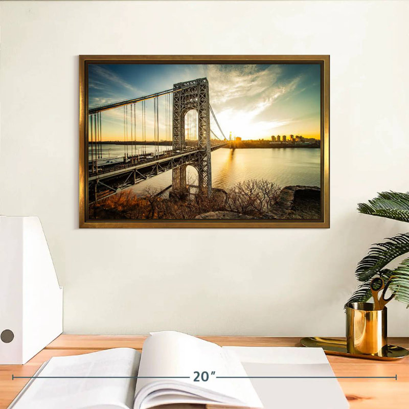 Pont George Washington NJ, Cadre flottant doré, 13 po x 9 po