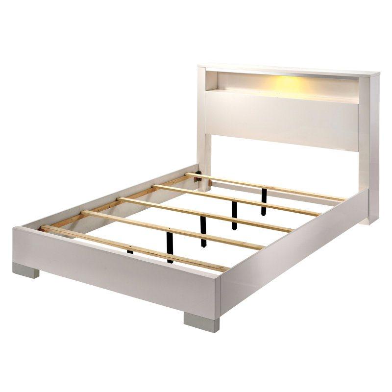 Solid Wood Bookcase Storage Bed, California King, White