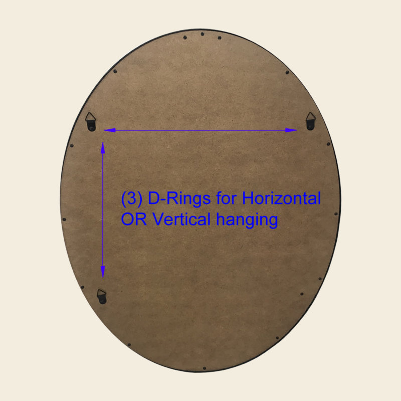 Solid Wood Flat Oval Wall Mirror with Decorative Frame Lightweight, Vertical or Horizontal Mount, Brushed Nickel