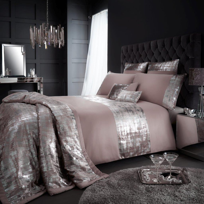 Polyester Solid Colour Duvet Cover with Pillowcases, Kingsize Duvet Cover + 2 Standard Pillowcase, Champagne