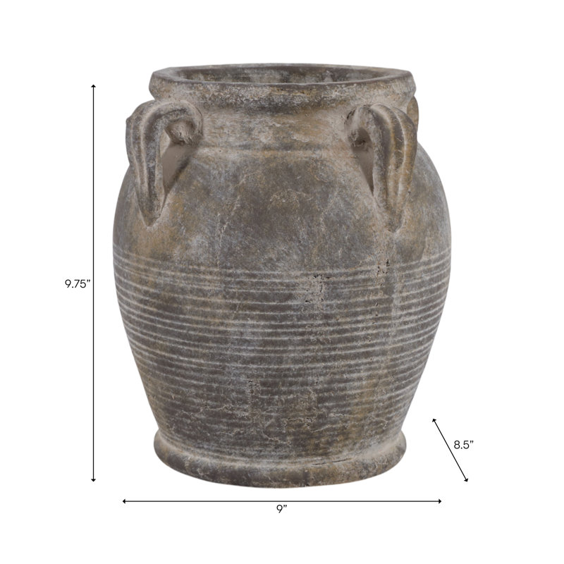 Ceramic/Porcelain Table Vase, 9.75" H x 9" W x 8.5" D, Matte Brown