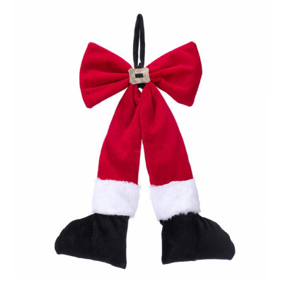 Ensemble d'ornement de Noël en velours avec garniture en fausse fourrure Santa Legs