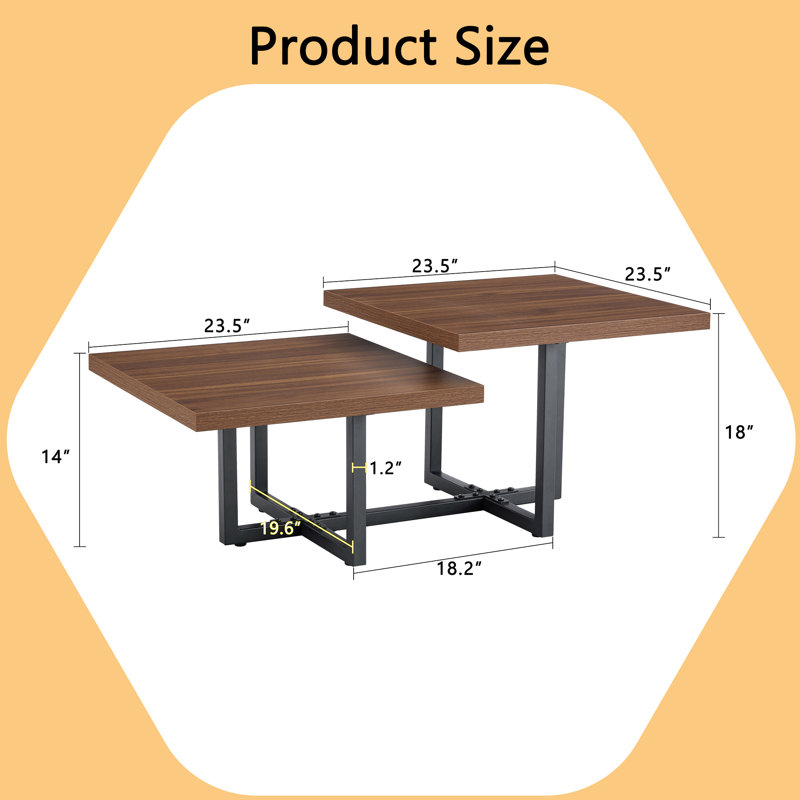 Perfectly Integrating Modern And Scandinavian Styles-Dark Walnut Double-Deck Coffee Table, Dimensions 45.2*23.62*17.91.