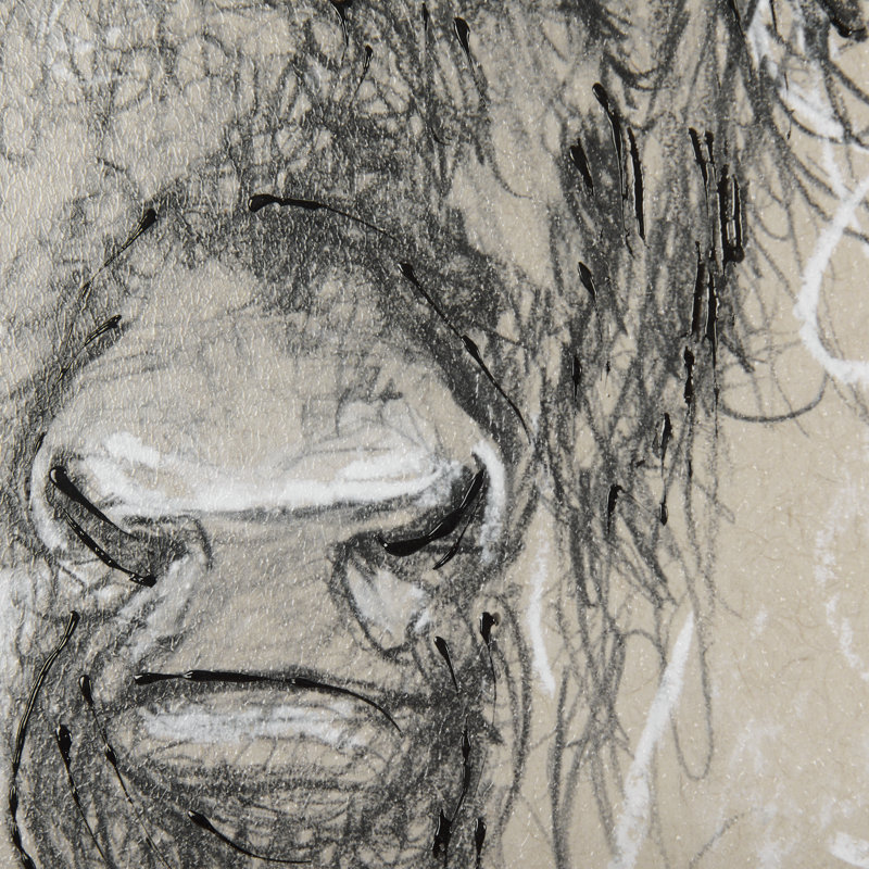 Sketch of Animal IX (Bison) Hand Embelished Framed Art Print Matted under Glass