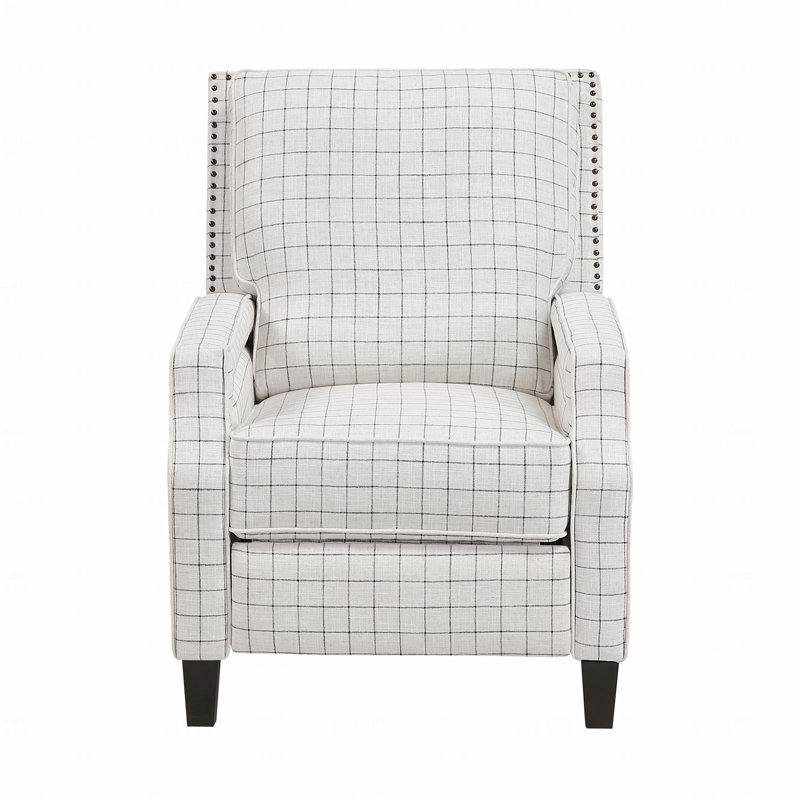 Push Back Reclining Chair Transitional Style Off-White Self-Reclining Motion Chair Cushion Seat Modern Style Living Room Furniture