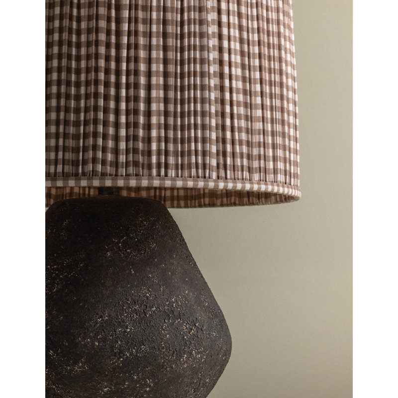 Artifact Table Lamp With Gingham Brown Shade, Lava