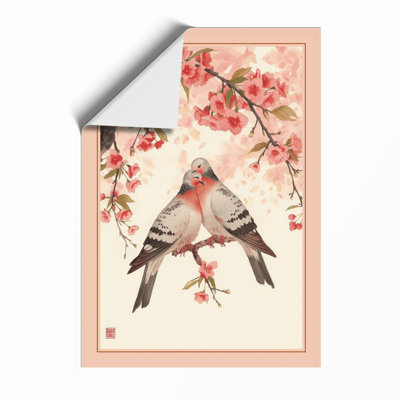 Perched in Blossom Japandi - Framed Print