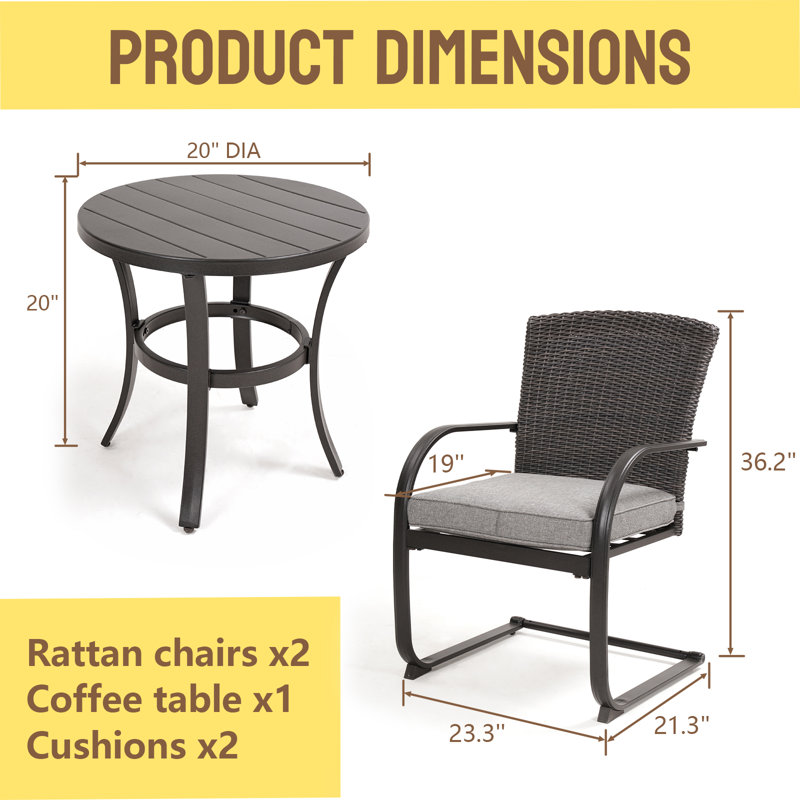 Knipe 2 - Person Patio Conversation Set with Cushions