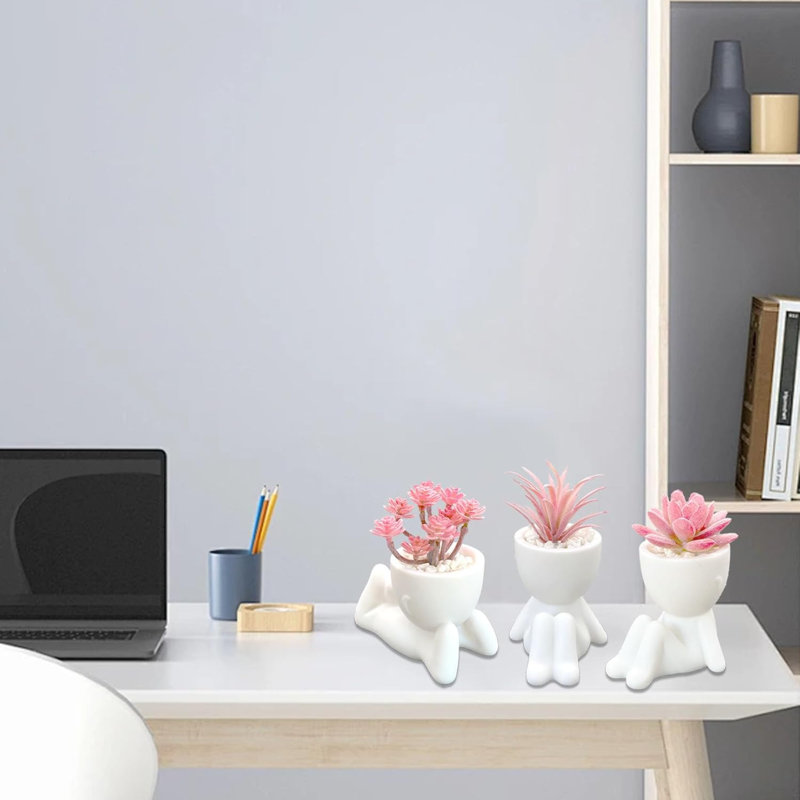 Paquet de 3 plantes artificielles pour plantes grasses, bureau, chambre à coucher, esthétique de salle de bain