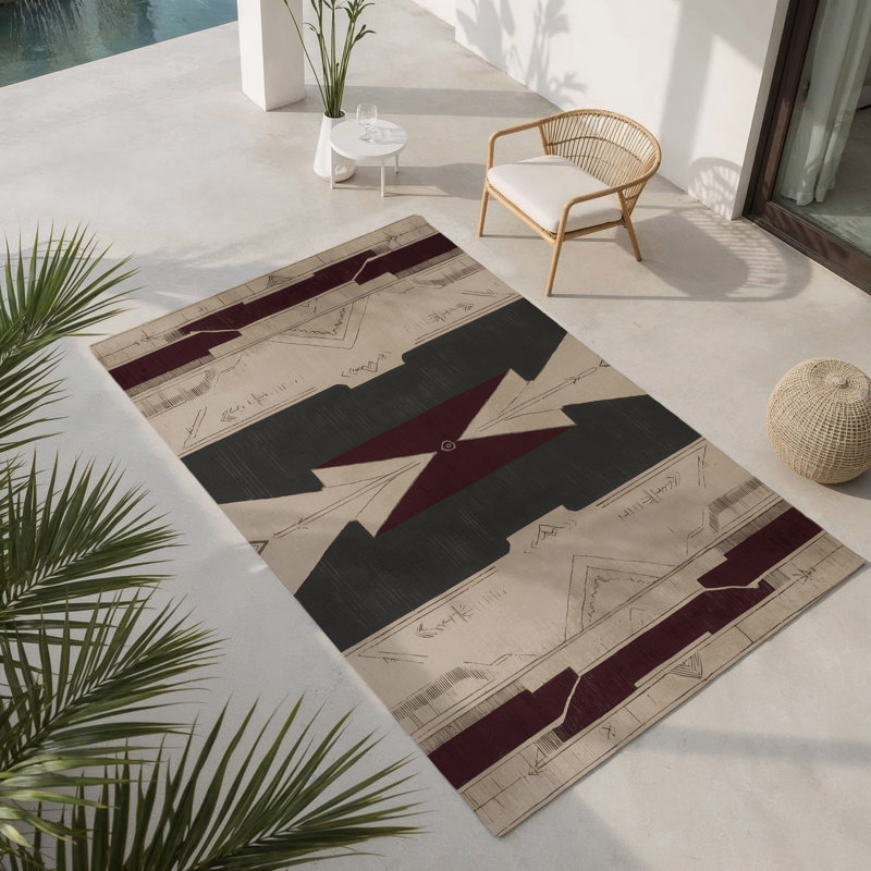 Tapis d'intérieur et d'extérieur à gravure ancienne, Rectangle 1 pi 6 po x 2 pi 6 po