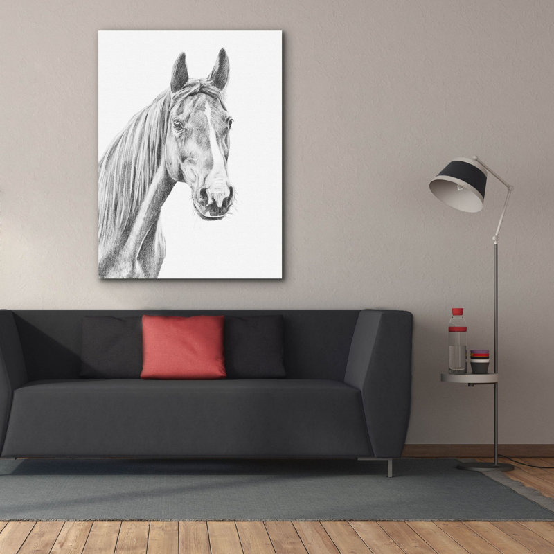 Toile épique Graffiti «Equine Portrait Sketch 1» par Annie Warren, art mural 40 po x 54 po, H 54 po x l 40 po