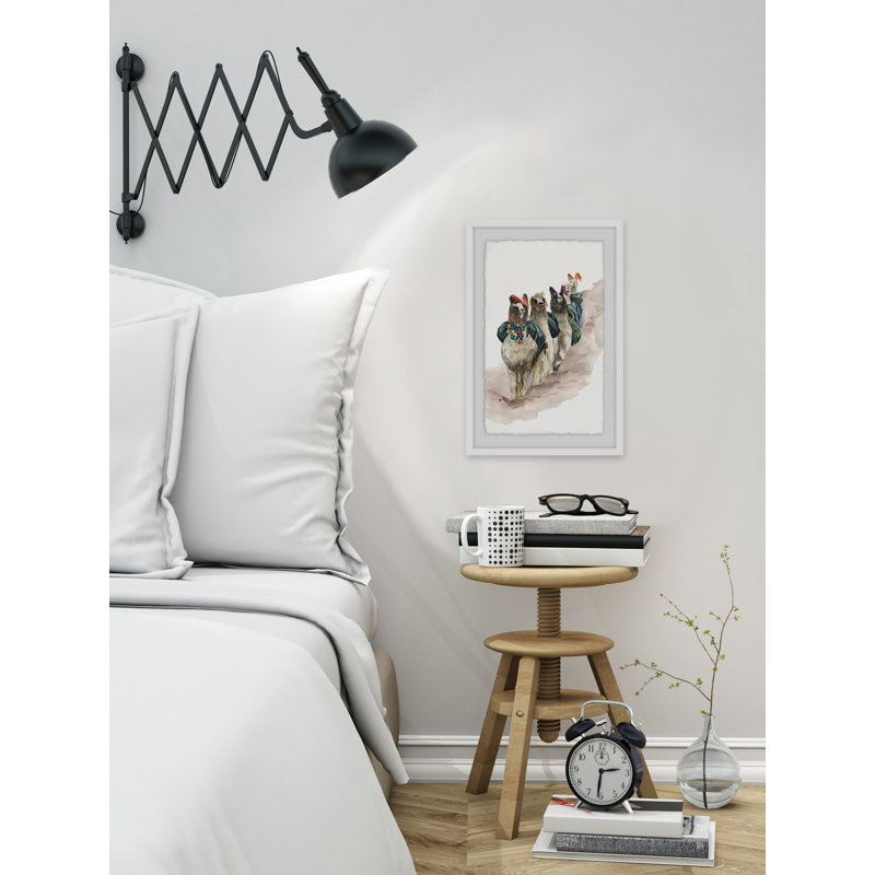 Llamas In A Row - Single Picture Frame Painting, 91 cm H x 61 cm W x 4cm D