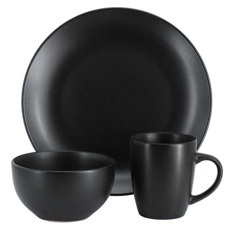 Service de table rond 12 pièces HomeStyle Divertissant Everyday Plus, Noir