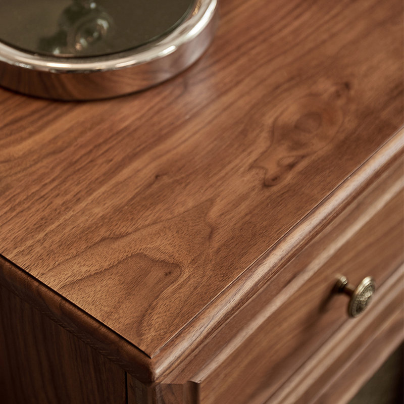 Walnut Sideboard with Large Storage and Glass Door