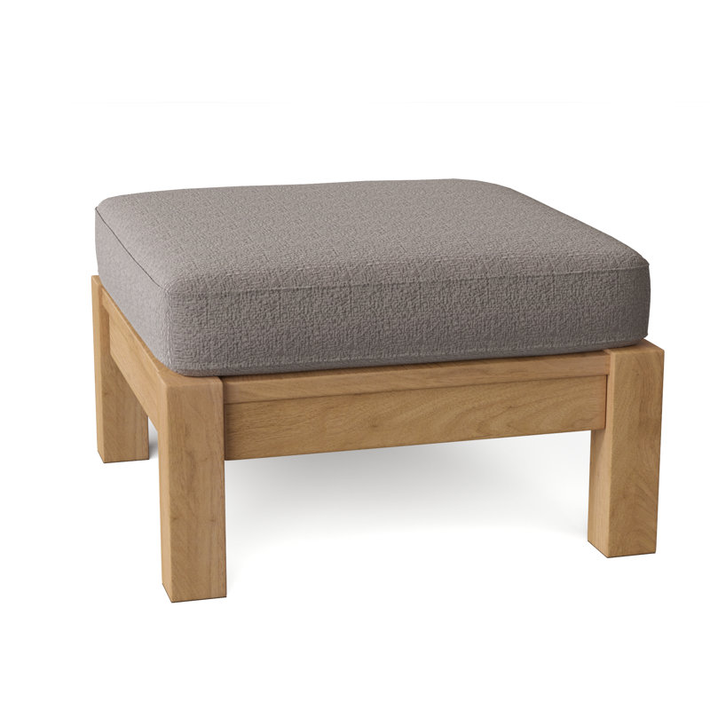 Chelsea Outdoor Teak Ottoman, Canvas Rain