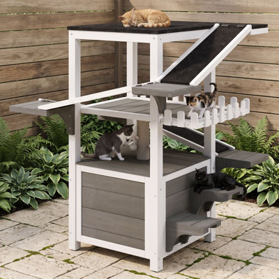 Four-Tier Outdoor Cat House and Activity Tower