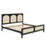Très grand lit plateforme en bois rehaussé par une tête et un pied de lit en rotin-806732271-806732264