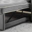 Canapé moderne avec coussins lombaires, velours gris 2 places de 55,5 po, poches latérales et lit gigogne escamotable pour salon, bureau, chambre à coucher, coussins en mousse-1754715017