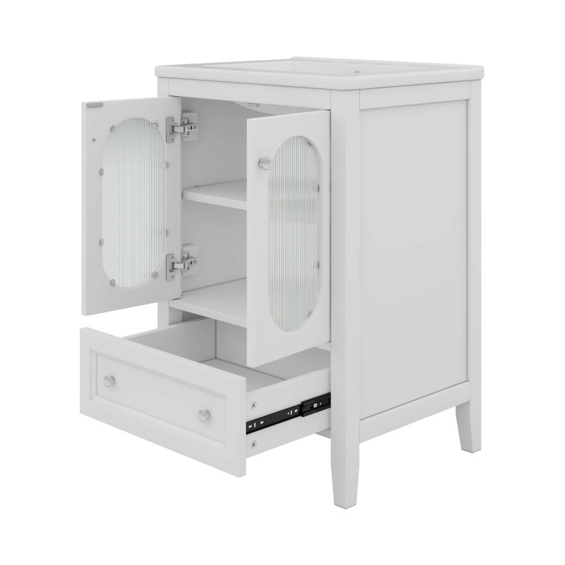 Ensemble de meuble-lavabo moderne simple avec un tiroir et deux portes en verre