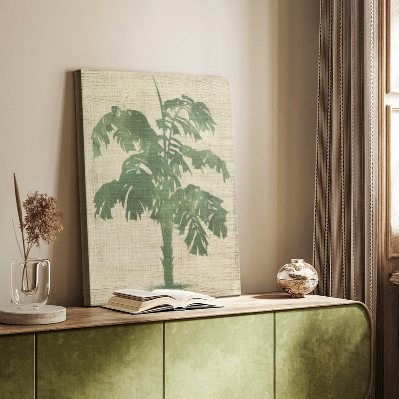 Burlap Palm Silhouette IV -Custom Wrapped Gallery Cavas, 60" H x 40" W
