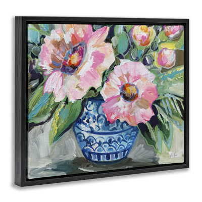  Pink Gerber Daisy Bouquet Floater Canvas Wall Art by Jeanette Vertentes
